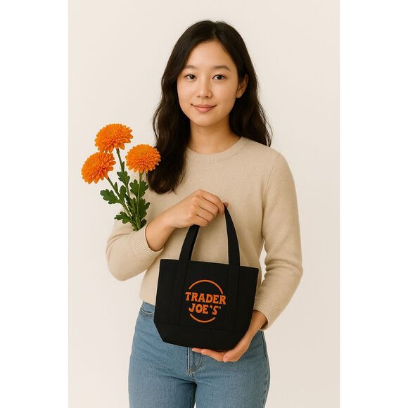 Trader Joe’s Mini Tote Canvas Bag Limited Edition Black - Picture 3 of 4